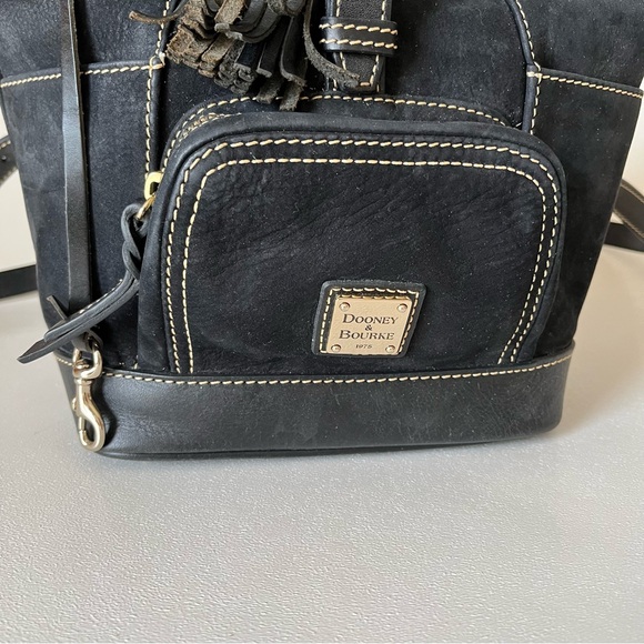 Dooney & Bourke Vintage Backpack Purse Black Suede Leather - Picture 2 of 14
